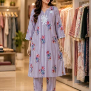 কারচুপি ড্রেস বেগুনি কালার